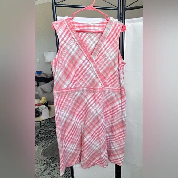 Peach/pink LL Bean linen cotton dress